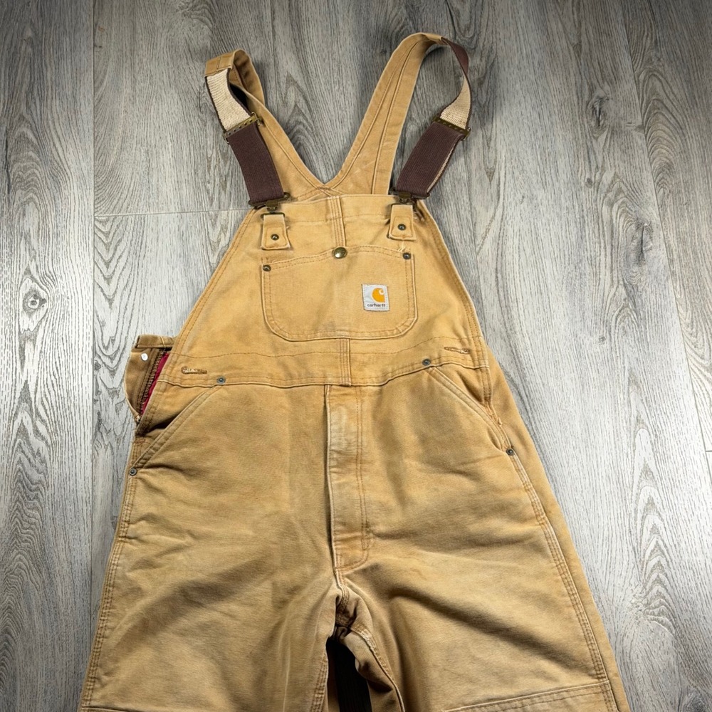 Carhartt Kids Quilt Lined Duck Bib Overalls Brown Double Knee Y02 BRN Youth XL
